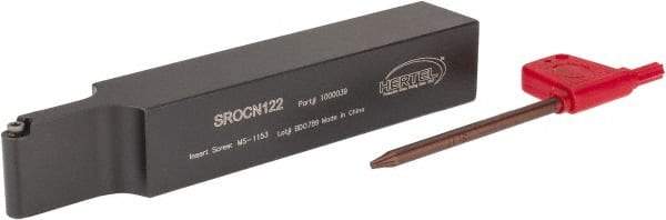 Hertel - SROC, Neutral Cut, 0° Lead Angle, 3/4" Shank Height x 3/4" Shank Width, Neutral Rake Indexable Turning Toolholder - 4-1/2" OAL, RC..21.5. Insert Compatibility, Series Screw-Type - Eagle Tool & Supply