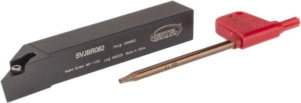 Hertel - SVJB, Right Hand Cut, 3° Lead Angle, 1/2" Shank Height x 1/2" Shank Width, Neutral Rake Indexable Turning Toolholder - 3-1/2" OAL, VB..22. Insert Compatibility, Series Screw-Type - Eagle Tool & Supply