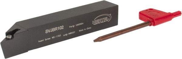 Hertel - SVJB, Right Hand Cut, 3° Lead Angle, 5/8" Shank Height x 5/8" Shank Width, Neutral Rake Indexable Turning Toolholder - 4" OAL, VB..22. Insert Compatibility, Series Screw-Type - Eagle Tool & Supply