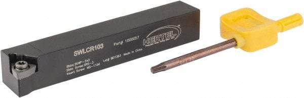 Hertel - SWLC, Right Hand Cut, 5/8" Shank Height x 5/8" Shank Width, Neutral Rake Indexable Turning Toolholder - 4" OAL, WC..32.5. Insert Compatibility, Series Screw-Type - Eagle Tool & Supply
