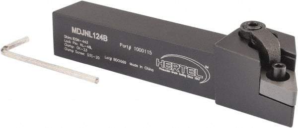 Hertel - MDJN, Left Hand Cut, 3° Lead Angle, 3/4" Shank Height x 3/4" Shank Width, Negative Rake Indexable Turning Toolholder - 4-1/2" OAL, DN..43. Insert Compatibility, Series Multi-Option - Eagle Tool & Supply