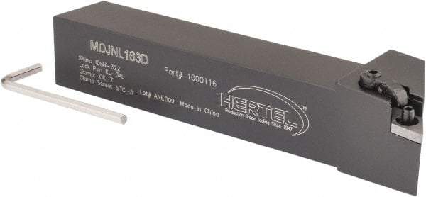 Hertel - MDJN, Left Hand Cut, 3° Lead Angle, 1" Shank Height x 1" Shank Width, Negative Rake Indexable Turning Toolholder - 6" OAL, DN..33. Insert Compatibility, Series Multi-Option - Eagle Tool & Supply