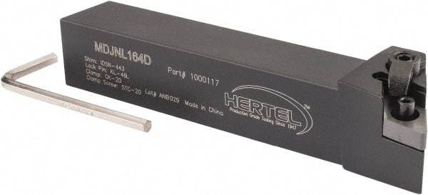 Hertel - MDJN, Left Hand Cut, 3° Lead Angle, 1" Shank Height x 1" Shank Width, Negative Rake Indexable Turning Toolholder - 6" OAL, DN..43. Insert Compatibility, Series Multi-Option - Eagle Tool & Supply
