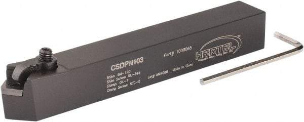Hertel - CSDP, Neutral Cut, 0° Lead Angle, 5/8" Shank Height x 5/8" Shank Width, Positive Rake Indexable Turning Toolholder - 4-1/2" OAL, SP..32. Insert Compatibility, Series Clamp Type - Eagle Tool & Supply