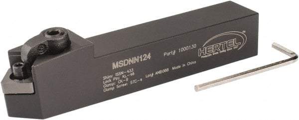 Hertel - MSDN, Neutral Cut, 0° Lead Angle, 3/4" Shank Height x 3/4" Shank Width, Negative Rake Indexable Turning Toolholder - 4-1/2" OAL, SN..43. Insert Compatibility, Series Multi-Option - Eagle Tool & Supply