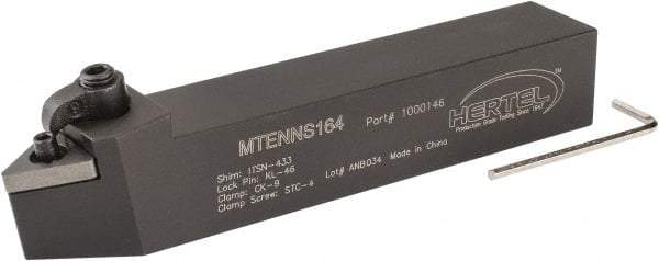 Hertel - MTEN, Neutral Cut, 0° Lead Angle, 1" Shank Height x 1" Shank Width, Negative Rake Indexable Turning Toolholder - 6" OAL, TN..43. Insert Compatibility, Series Multi-Option - Eagle Tool & Supply