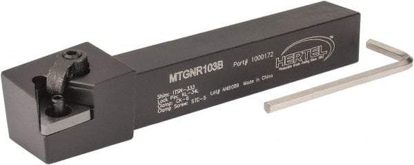 Hertel - MTGN, Right Hand Cut, 3° Lead Angle, 5/8" Shank Height x 5/8" Shank Width, Negative Rake Indexable Turning Toolholder - 4-1/2" OAL, TN..33. Insert Compatibility, Series Multi-Option - Eagle Tool & Supply