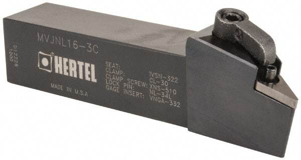 Hertel - MVJN, Left Hand Cut, 3° Lead Angle, 1" Shank Height x 1" Shank Width, Negative Rake Indexable Turning Toolholder - 5" OAL, VN..33. Insert Compatibility, Series Multi-Option - Eagle Tool & Supply