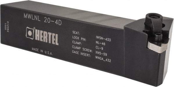 Hertel - MWLN, Left Hand Cut, 5° Lead Angle, 1-1/4" Shank Height x 1-1/4" Shank Width, Negative Rake Indexable Turning Toolholder - 6" OAL, WN..43. Insert Compatibility, Series Multi-Option - Eagle Tool & Supply