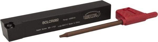 Hertel - SCLC, Right Hand Cut, 5° Lead Angle, 1/2" Shank Height x 1/2" Shank Width, Neutral Rake Indexable Turning Toolholder - 3-1/2" OAL, CC..21.5. Insert Compatibility, Series Screw-Type - Eagle Tool & Supply