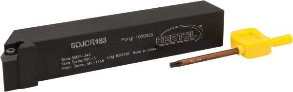 Hertel - SDJC, Right Hand Cut, 3° Lead Angle, 1" Shank Height x 1" Shank Width, Neutral Rake Indexable Turning Toolholder - 6" OAL, DC..32.5. Insert Compatibility, Series Screw-Type - Eagle Tool & Supply