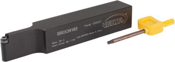 Hertel - SROC, Neutral Cut, 0° Lead Angle, 1" Shank Height x 1" Shank Width, Neutral Rake Indexable Turning Toolholder - 6" OAL, RC..32.5. Insert Compatibility, Series Screw-Type - Eagle Tool & Supply