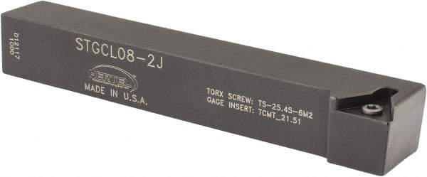 Hertel - STGC, Left Hand Cut, 3° Lead Angle, 1/2" Shank Height x 1/2" Shank Width, Neutral Rake Indexable Turning Toolholder - 3-1/2" OAL, TC..21.5. Insert Compatibility, Series Screw-Type - Eagle Tool & Supply