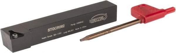 Hertel - STGC, Right Hand Cut, 3° Lead Angle, 1/2" Shank Height x 1/2" Shank Width, Neutral Rake Indexable Turning Toolholder - 3-1/2" OAL, TC..21.5. Insert Compatibility, Series Screw-Type - Eagle Tool & Supply