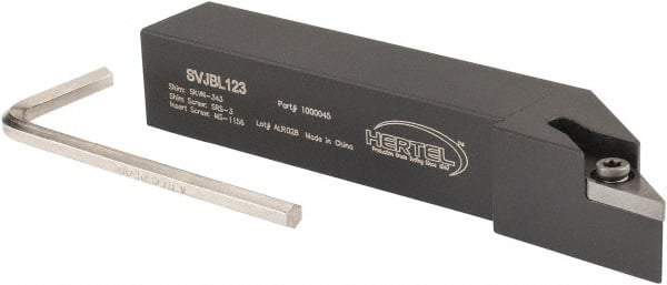 Hertel - SVJB, Left Hand Cut, 3° Lead Angle, 3/4" Shank Height x 3/4" Shank Width, Neutral Rake Indexable Turning Toolholder - 4-1/2" OAL, VB..33. Insert Compatibility, Series Screw-Type - Eagle Tool & Supply
