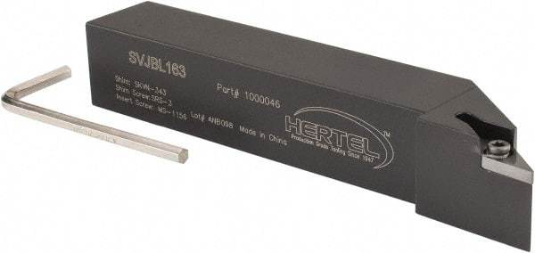 Hertel - SVJB, Left Hand Cut, 3° Lead Angle, 1" Shank Height x 1" Shank Width, Neutral Rake Indexable Turning Toolholder - 6" OAL, VB..33. Insert Compatibility, Series Screw-Type - Eagle Tool & Supply