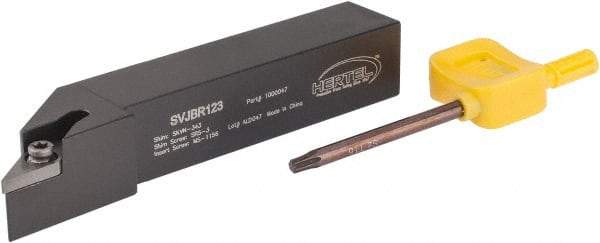 Hertel - SVJB, Right Hand Cut, 3° Lead Angle, 3/4" Shank Height x 3/4" Shank Width, Neutral Rake Indexable Turning Toolholder - 4-1/2" OAL, VB..33. Insert Compatibility, Series Screw-Type - Eagle Tool & Supply