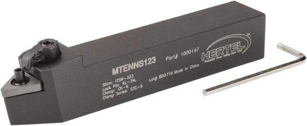 Hertel - MTEN, Neutral Cut, 0° Lead Angle, 3/4" Shank Height x 3/4" Shank Width, Negative Rake Indexable Turning Toolholder - 4-1/2" OAL, TN..33. Insert Compatibility, Series Multi-Option - Eagle Tool & Supply