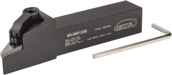 Hertel - MVJN, Right Hand Cut, 3° Lead Angle, 3/4" Shank Height x 3/4" Shank Width, Negative Rake Indexable Turning Toolholder - 4-1/2" OAL, VN..33. Insert Compatibility, Series Multi-Option - Eagle Tool & Supply