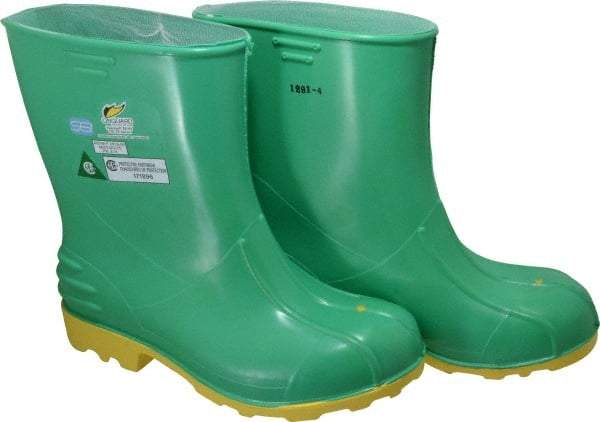 Dunlop Protective Footwear - Men's Size 9-10 Medium Width Steel Knee Boot - Green, PVC Upper, 11" High, Chemical Resistant, Non-Slip - Eagle Tool & Supply