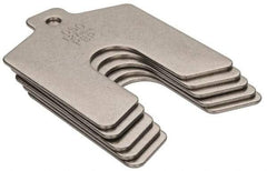 Made in USA - 5 Piece, 2 Inch Long x 2 Inch Wide x 0.05 Inch Thick, Slotted Shim Stock - Stainless Steel, 5/8 Inch Wide Slot - Eagle Tool & Supply