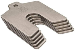 Made in USA - 5 Piece, 2 Inch Long x 2 Inch Wide x 0.075 Inch Thick, Slotted Shim Stock - Stainless Steel, 5/8 Inch Wide Slot - Eagle Tool & Supply