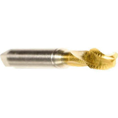 Emuge - 5/16-18 UNC 3 Flute 2BX Modified Bottoming Spiral Flute Tap - Cobalt, TiN Finish, 3.543" OAL, Right Hand Flute, Right Hand Thread, Series Rekord D - Eagle Tool & Supply