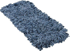 Rubbermaid - 18" Long x 5" Wide Yarn Blend Dust Mop Head - Slip-On/Slip-Through Backing, Blue, Twisted Loop Head - Eagle Tool & Supply