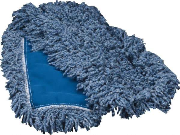 Rubbermaid - 36" Long x 5" Wide Yarn Blend Dust Mop Head - Slip-On/Slip-Through Backing, Blue, Twisted Loop Head - Eagle Tool & Supply