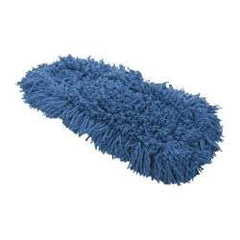 Rubbermaid - 18" Long x 5" Wide Synthetic Dust Mop Head - Slip-On/Slip-Through Backing, Blue, Twisted Loop Head - Eagle Tool & Supply