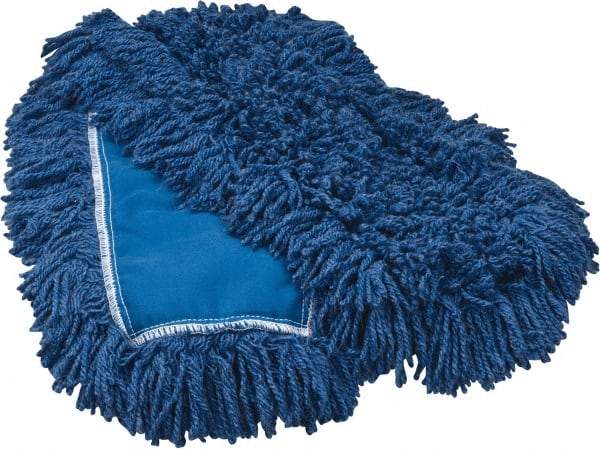 Rubbermaid - 36" Long x 5" Wide Synthetic Dust Mop Head - Slip-On/Slip-Through Backing, Blue, Twisted Loop Head - Eagle Tool & Supply