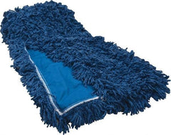 Rubbermaid - 60" Long x 5" Wide Synthetic Dust Mop Head - Slip-On/Slip-Through Backing, Blue, Twisted Loop Head - Eagle Tool & Supply