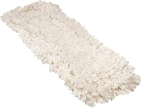 Rubbermaid - 24" Long x 5" Wide Cotton Yarn Dust Mop Head - Slip-On/Slip-Through Backing, White, Twisted Loop Head - Eagle Tool & Supply