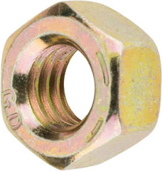 Value Collection - 5/16-18 UNC Steel Right Hand Hex Nut - 1/2" Across Flats, 17/64" High, Zinc Yellow Dichromate Finish - Eagle Tool & Supply