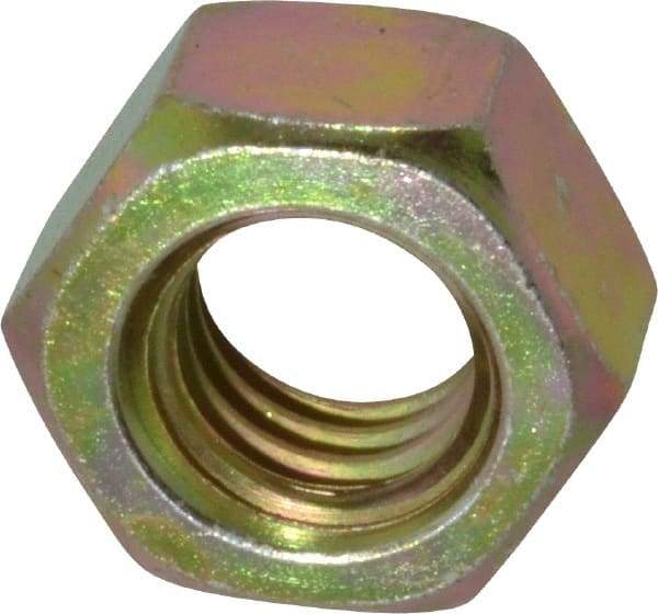 Value Collection - 7/16-14 UNC Steel Right Hand Hex Nut - 11/16" Across Flats, 3/8" High, Zinc Yellow Dichromate Finish - Eagle Tool & Supply