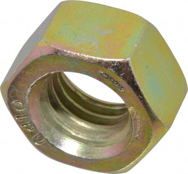 Value Collection - 9/16-12 UNC Steel Right Hand Hex Nut - 7/8" Across Flats, 31/64" High, Zinc Yellow Dichromate Finish - Eagle Tool & Supply