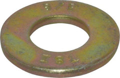Value Collection - 3/8" Screw, Grade 8 Steel SAE Flat Washer - 13/32" ID x 13/16" OD, 1/16" Thick, Zinc Yellow Dichromate Finish - Eagle Tool & Supply