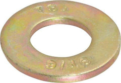 Value Collection - 9/16" Screw, Grade 8 Steel SAE Flat Washer - 19/32" ID x 1-3/16" OD, 3/32" Thick, Zinc Yellow Dichromate Finish - Eagle Tool & Supply