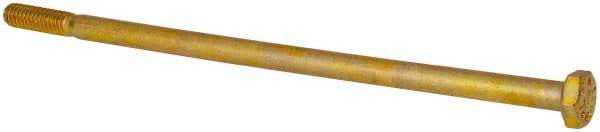 Made in USA - 1/4-20 UNC, 6" Length Under Head Hex Head Cap Screw - Partially Threaded, Grade 8 Alloy Steel, Zinc Yellow Dichromate Finish, 7/16" Hex - Eagle Tool & Supply