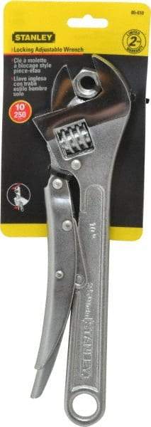 Stanley - 10" Locking Adjustable Wrench - Chrome Vanadium Steel, Chrome Finish - Eagle Tool & Supply