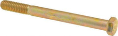 Made in USA - 3/8-16 UNC, 4" Length Under Head Hex Head Cap Screw - Partially Threaded, Grade 8 Alloy Steel, Zinc Yellow Dichromate Finish, 9/16" Hex - Eagle Tool & Supply