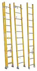 Made in USA - 16' High, Type IAA Rating, Fiberglass Extension Ladder - Eagle Tool & Supply