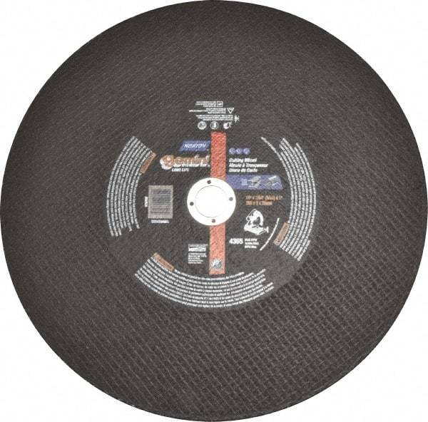 Norton - 14" Aluminum Oxide Cutoff Wheel - 3/32" Thick, 1" Arbor, 4,365 Max RPM, Use with Stationary Tools - Eagle Tool & Supply