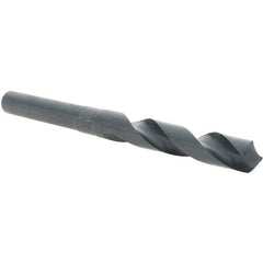 Cle-Line - 9/16" Drill, 118° Point, High Speed Steel Silver Deming & Reduced Shank Drill Bit - Oxide Finish, 6" OAL, Straight Shank, 3-1/8" Flute Length, Right Hand Cut, Standard Point, Spiral Flute, Regular Spiral - Eagle Tool & Supply