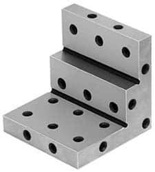 Suburban Tool - 3" Wide x 2-3/4" Deep x 3" High Steel Precision-Ground Angle Plate - Stepped Plate, Machined Holes on Surface, Open End, 9/16" Thick, Single Plate - Eagle Tool & Supply