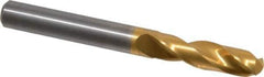 Guhring - 8.39978mm 140° Spiral Flute Solid Carbide Screw Machine Drill Bit - TiN Finish, Right Hand Cut, 37mm Flute Length, 79mm OAL, SU Point, Straight Shank - Eagle Tool & Supply