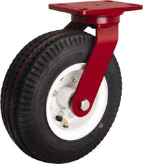 Hamilton - 10" Diam, Rubber Swivel Caster - 480 Lb Capacity, Top Plate Mount, 4-1/2" x 6-1/2" Plate, Tapered Roller Bearing - Eagle Tool & Supply