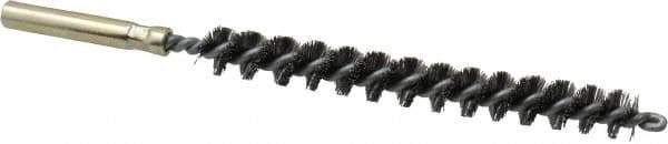Value Collection - 3/8" Diam Helical Steel Tube Brush - 0.008" Filament Diam, 3-1/8" Brush Length, 5-1/8" OAL, 1/4" Diam Shank - Eagle Tool & Supply