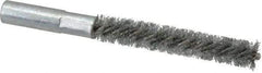 Value Collection - 3/8" Diam Helical Steel Tube Brush - Double Spiral, 0.008" Filament Diam, 2-23/64" Brush Length, 4" OAL, 3/16-24 Female Shank - Eagle Tool & Supply