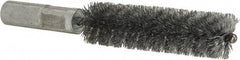 Value Collection - 5/8" Diam Helical Steel Tube Brush - Double Spiral, 0.012" Filament Diam, 2-23/64" Brush Length, 4" OAL, 5/16-18 Female Shank - Eagle Tool & Supply